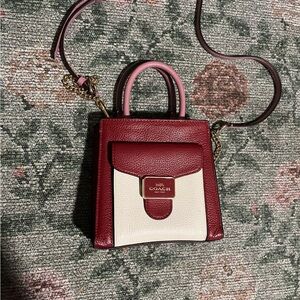 Coach Mini Bag in Burgundy and White